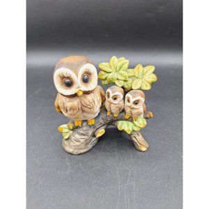 VINTAGE ARDCO FIGURINE MOTHER OWL & BABIES PORCELAIN C3734 SIGNED